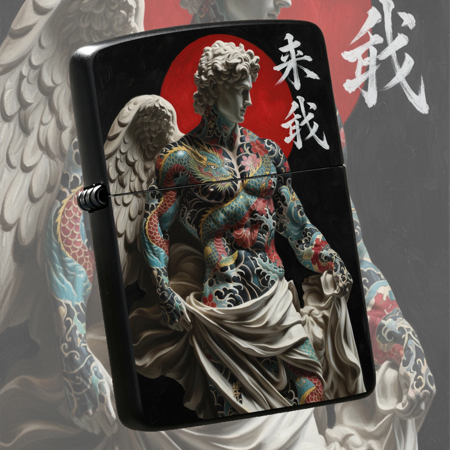 Trendy Artistic Statue Angel Full Print Dragon Pattern Creative Accessory, Suitable For All Daily Scenarios, Unique High Aesthetic Collectible Gift, Exquisite Decorative Piece For Personal Use And Special Occasion Present A Humorous And Int