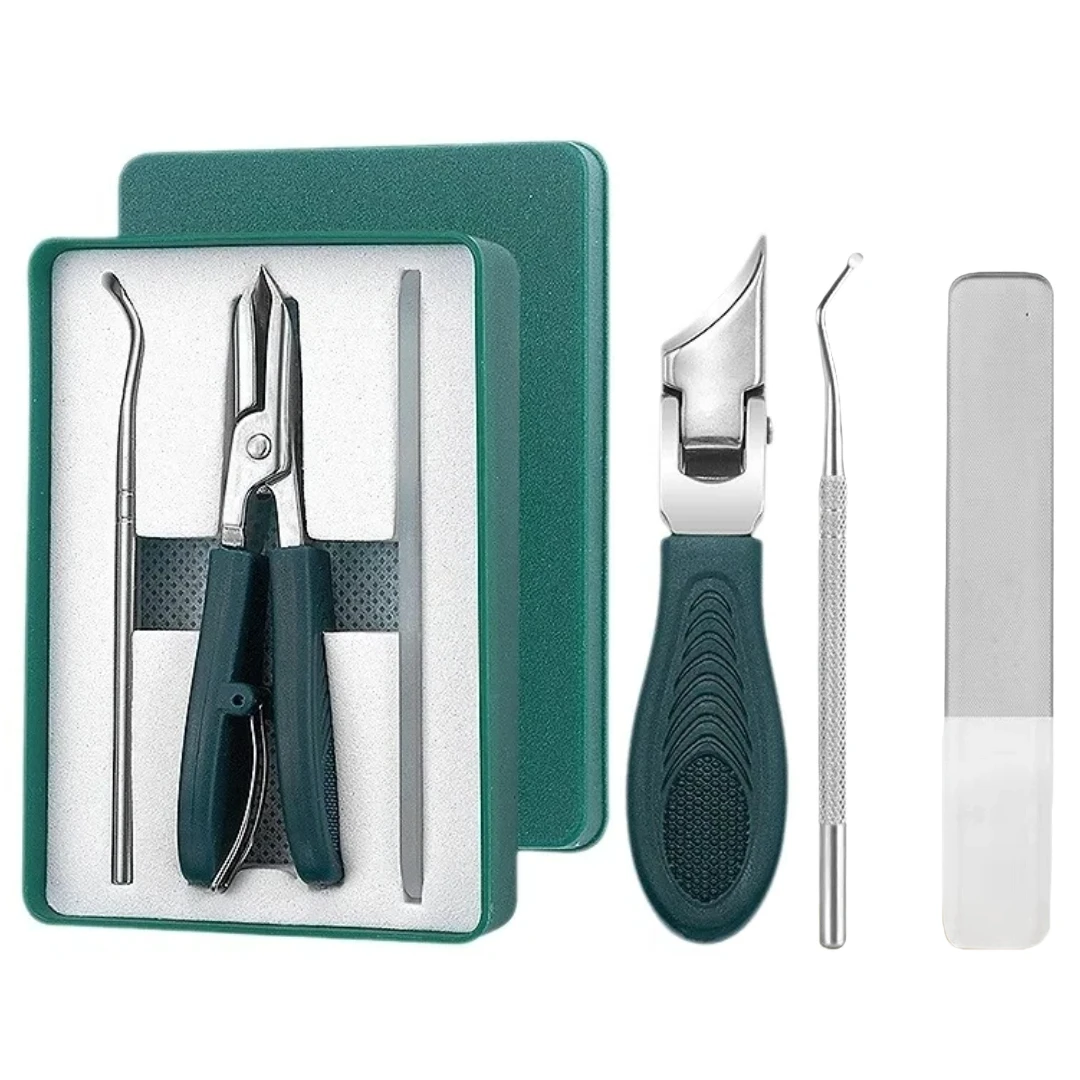 ชุดกรรไกรตัดเล็บแบบปากนกอินทรี 3 ชิ้น พร้อมที่กันเลอะ 25 °   ใบมีดโค้ง ดีไซน์ขอบเอียง แถบกว้าง คมกริบพิเศษ