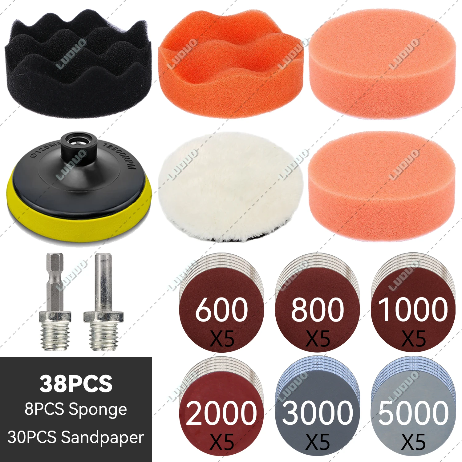 3/4/5/6 inch Auto Detaillering Polijsten Buffing Spons Wol Pad Koplamp Restauratie Schuurpapier Voor Schuren Waxen schoonmaken Wassen