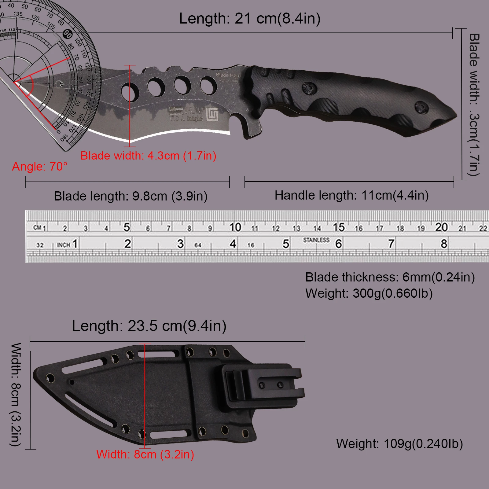 WPKOPYA USA high-end Tang style outdoor hunting knife, jungle adventure survival knife, camping EDC tool knife