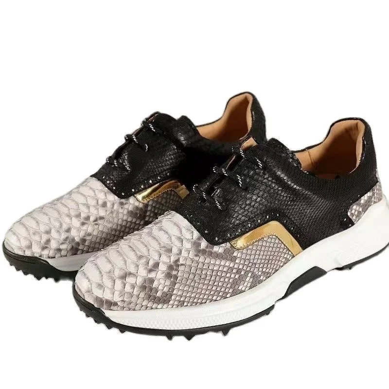 

2023 new arrival Fashion Snake Skin causal shoes men,male Genuine leather Sneaker pdd102