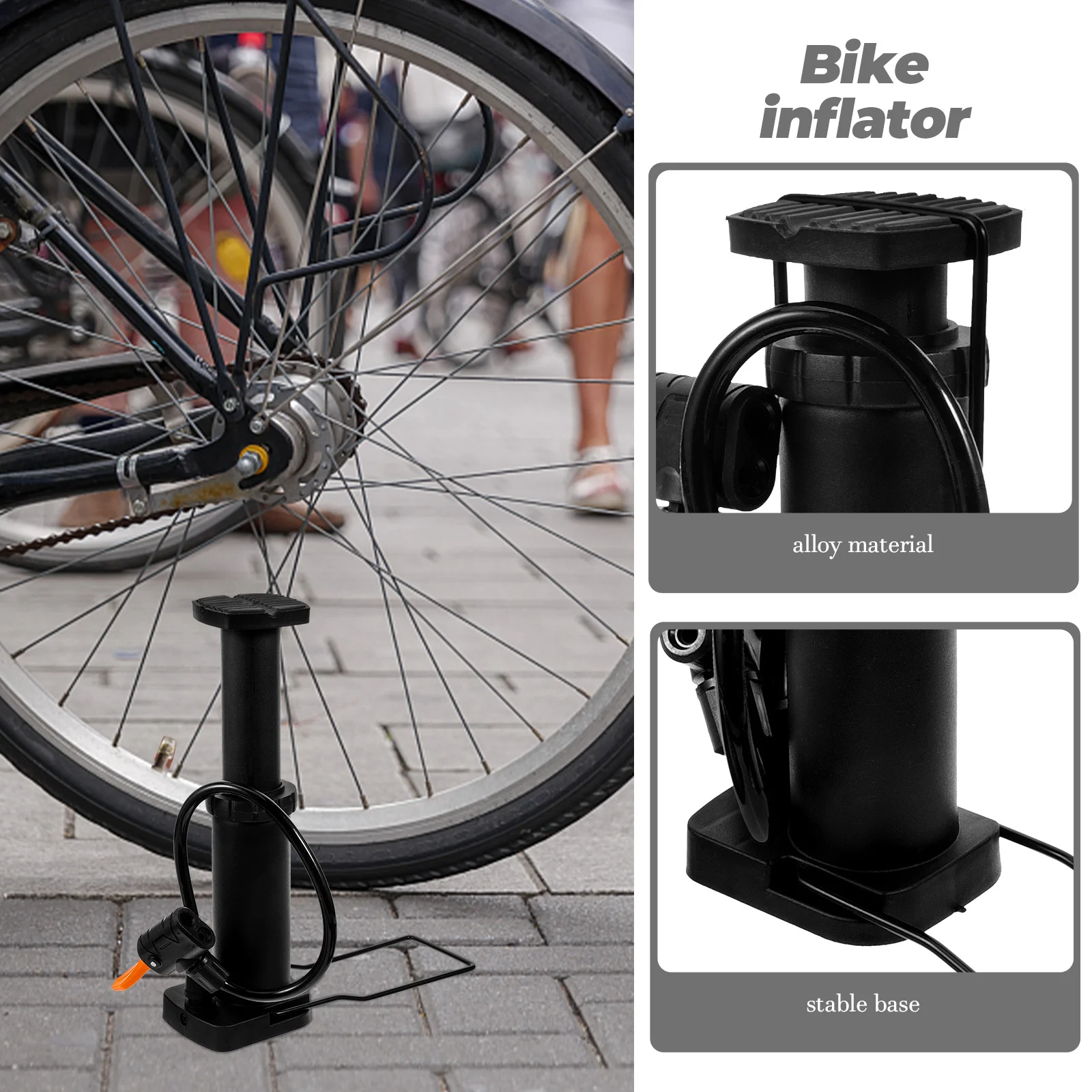 Mini Portable High Pressure Foot Tire Pump Non Slip Stable Base Multi Purpose Inflator for Bike Cycling Air Pump
