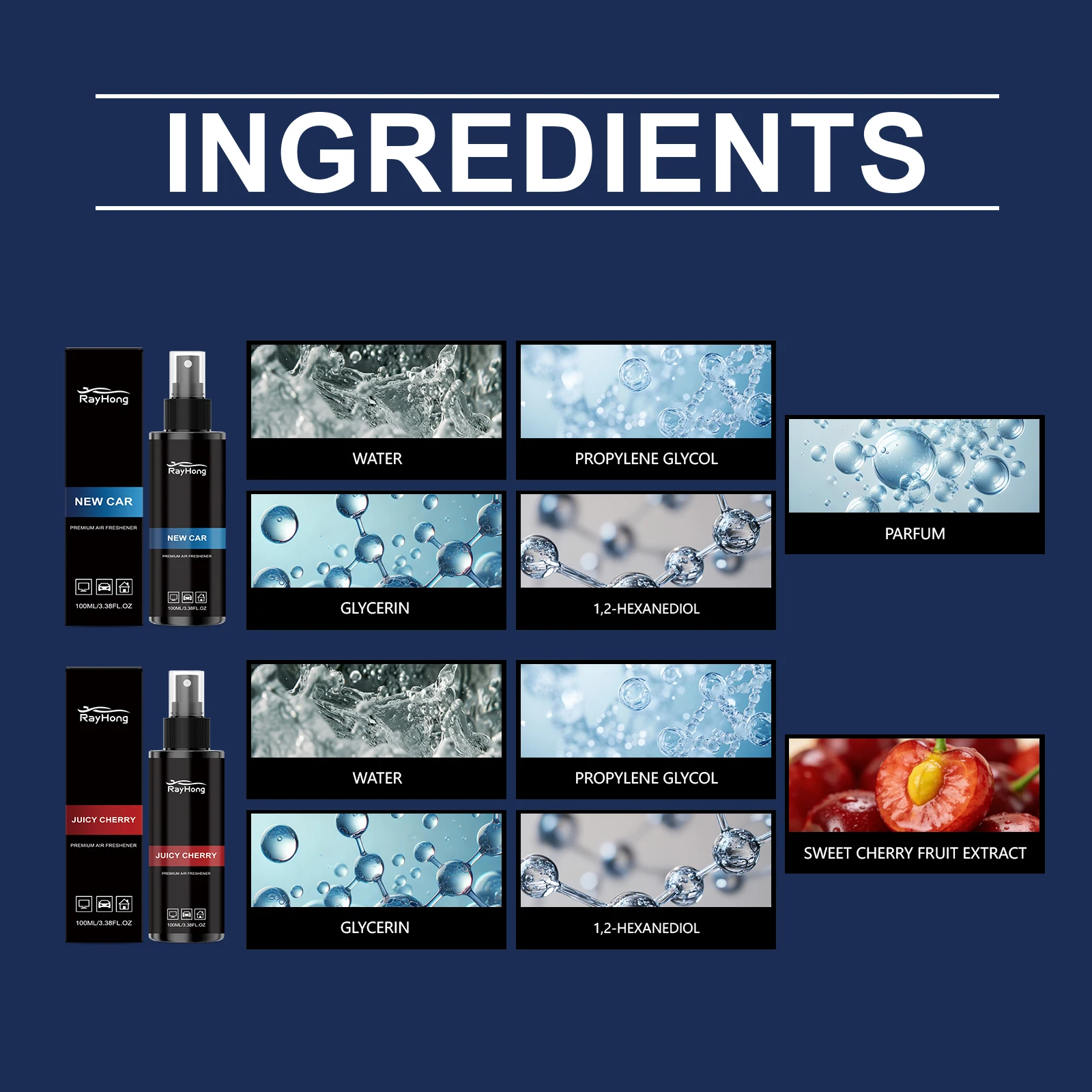 Premium Car Scent Vehicle Interior Refresher Natural Fruit Extract Smell Remover Air Purifying Spray Portable Car Accessories
