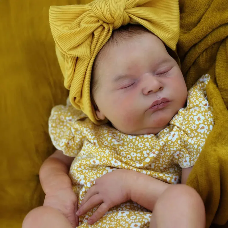 19inch Bebe Reborn Dolls Laura with Hand Rooted Hair Muñecas Bebes Newborn Sleeping Baby Real Soft Touch Reborn Dolls Nina