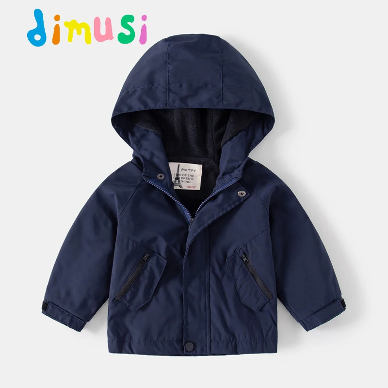 DIMUSI Children Trench Jackets Winter Outdoor Fleece Warm Boy\'s Windbreaker Jackets Baby Kids Cute Bomber Hooded Clothing 8Y