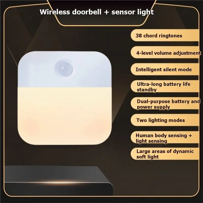 M12K-DC Sensor Light Doorbell Multifunctional Wireless Remote Control Doorbell For Home