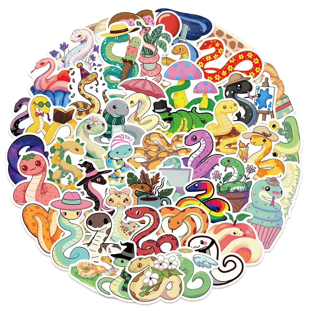 10/30/50PCS Macaron Snakes Graffiti Stickers Cute Animal Decal For DIY Luggage Phone Guitar Helmet Laptop Waterproof kid Toys