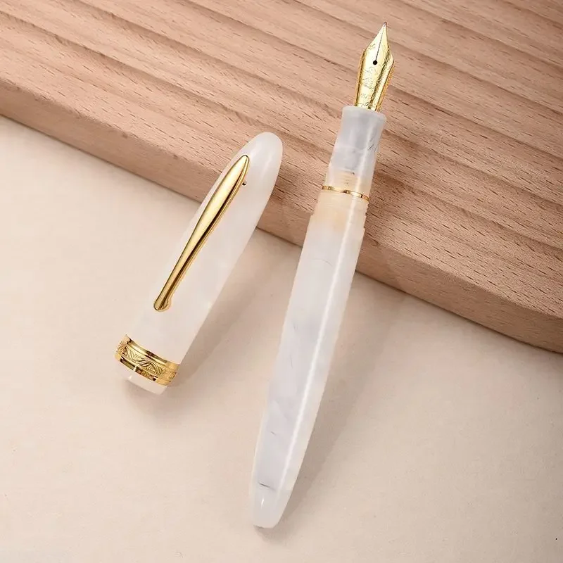 

Hongdian N9 14K Fountain Pen Fine Gold Blade Nib F 0.5mm Nib Writing Ink Pen Natural Flower Color Business School Stationery