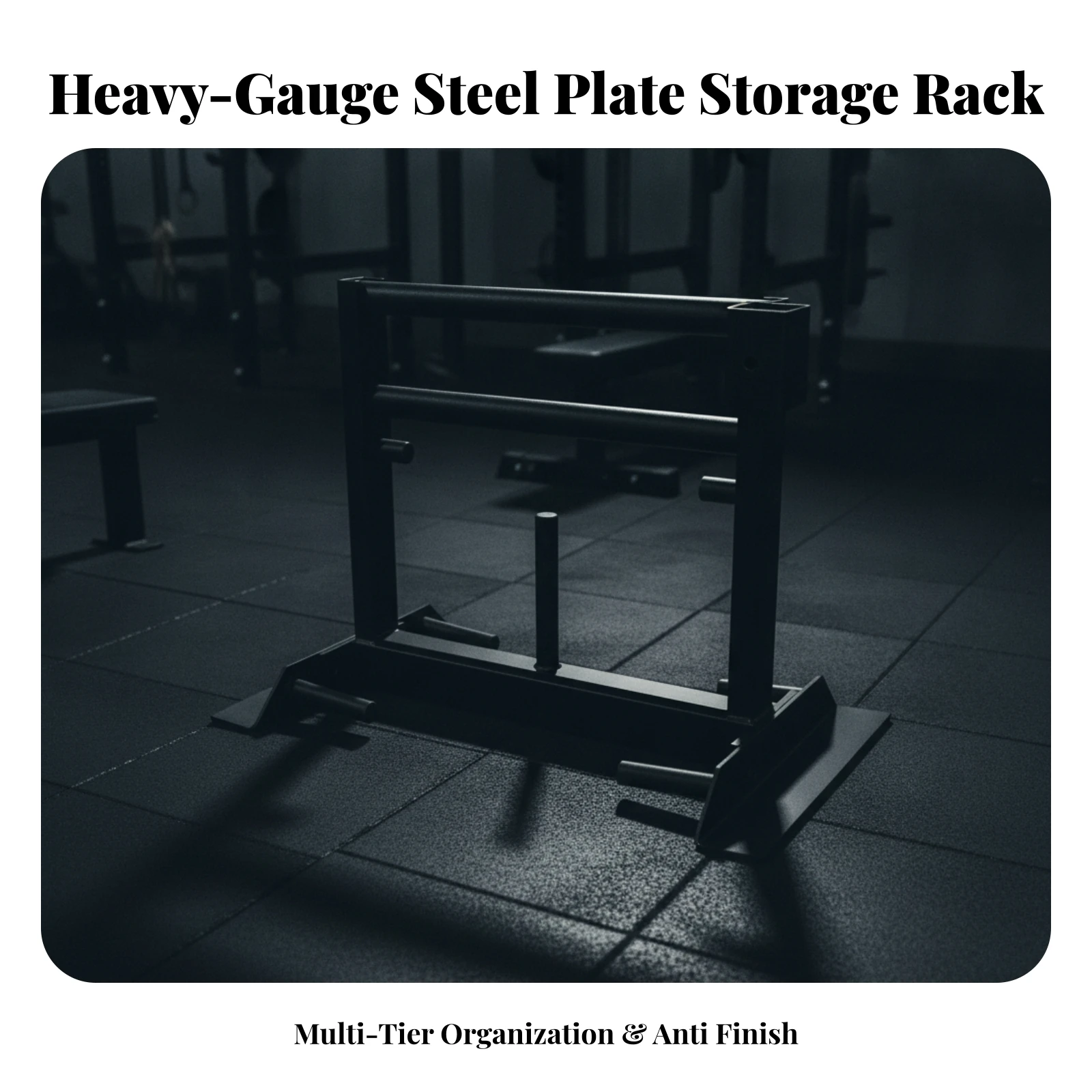 Weight Plate Rack with Loading Pegs Heavy-Duty Barbell Plate Rack Weight Tree Holder Compact Sturdy for Weightlifters, Home Gym