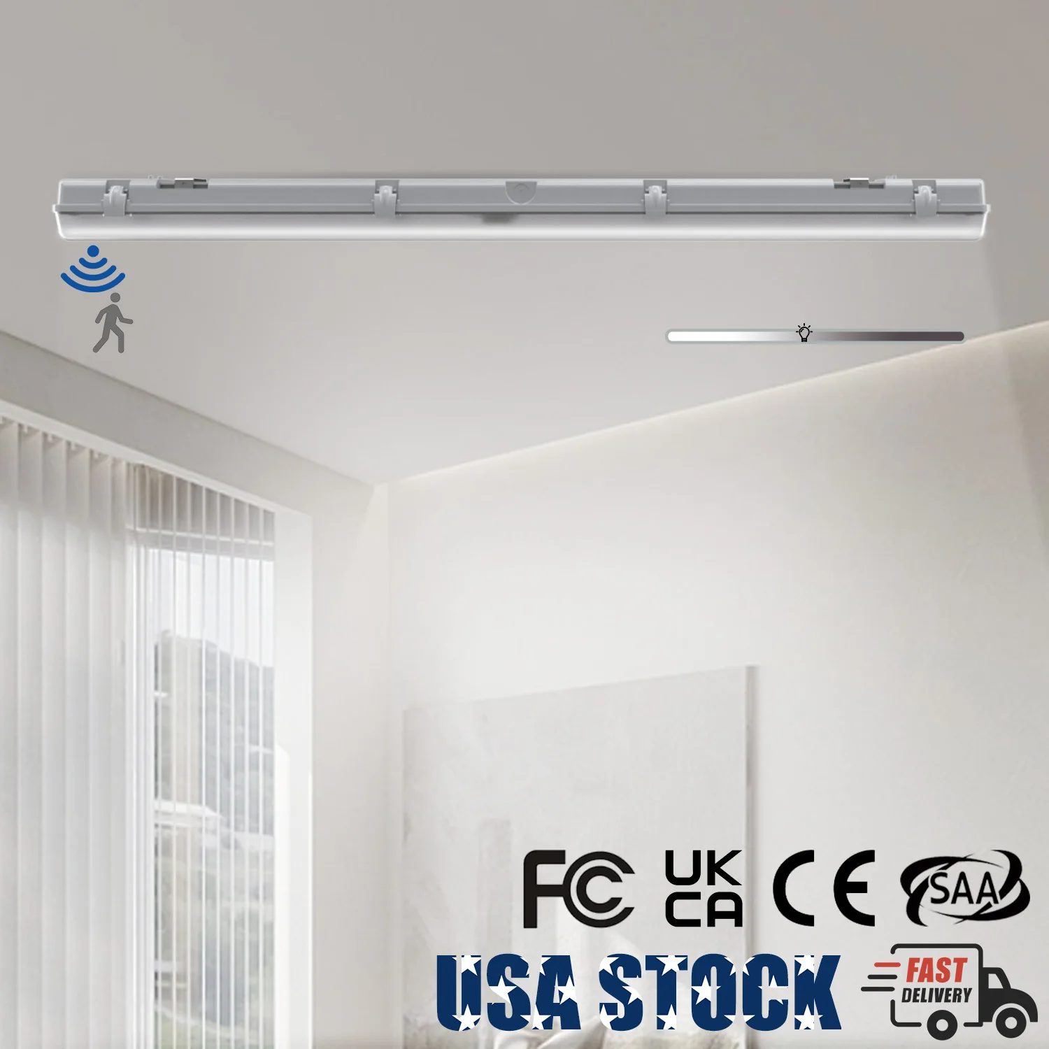 مستشعر حركة ثلاثي المستوى 4 أقدام LED ضوء خارجي مقاوم للماء IP65 40 وات 5000 لومن 100-277 فولت، قابل للتعتيم لمرآب المرآب ودرج FCC #1