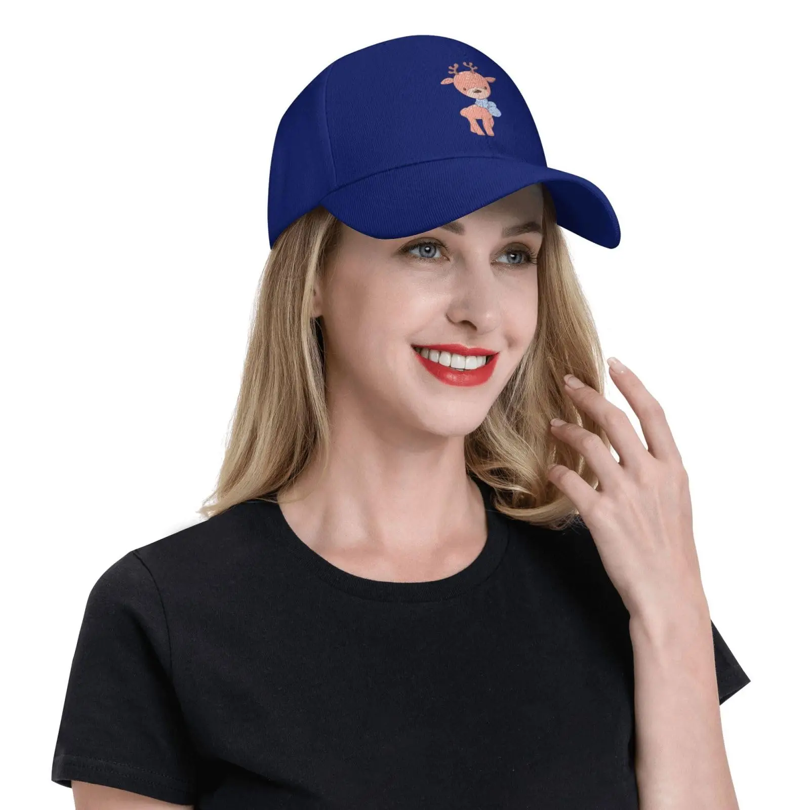 Casquette de baseball de camionneur de cerf mignon pour hommes et femmes, chapeaux de golf réglables, chapeau de papa bleu