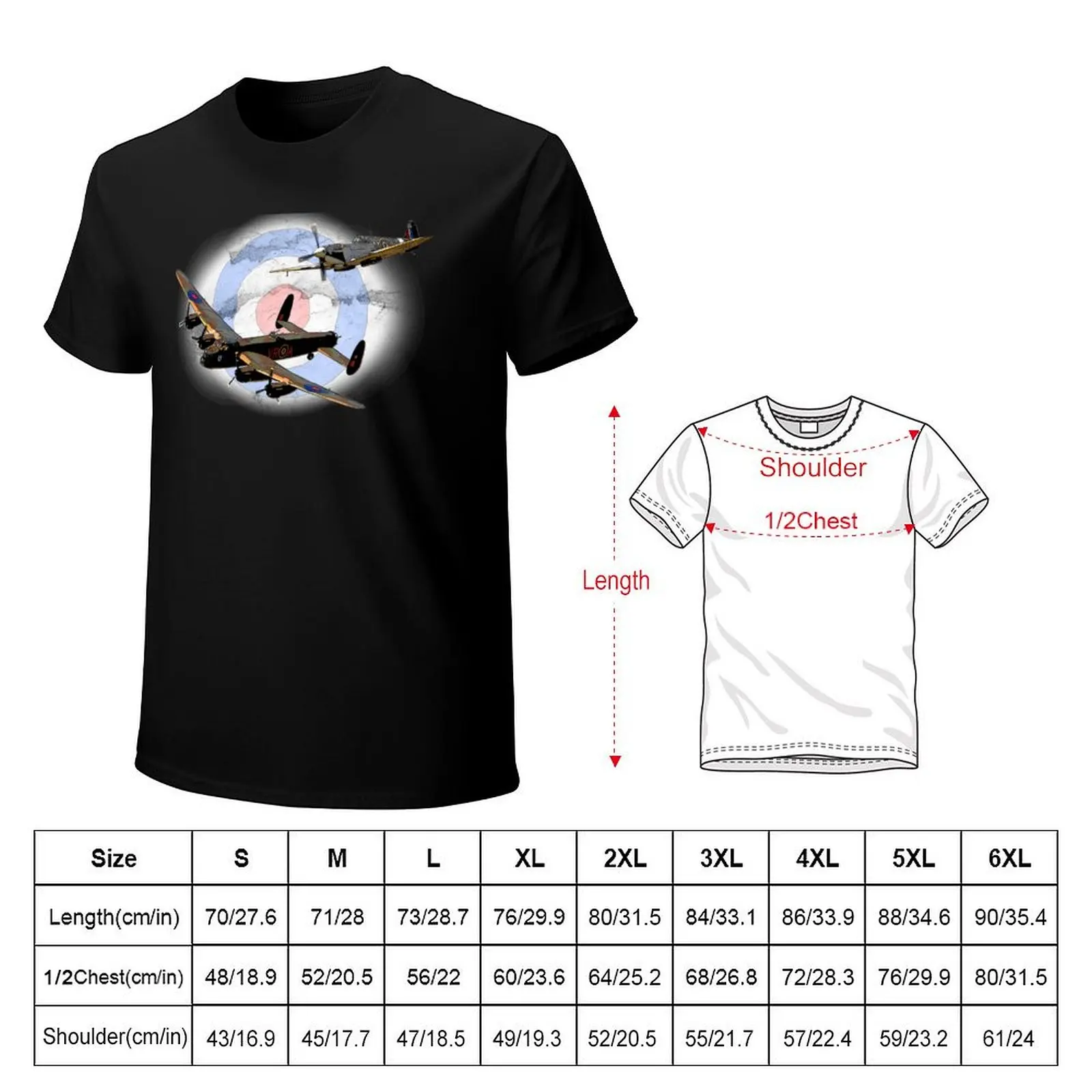 SPITFIRE AND LANCASTER aircraft T-Shirt Basic Tee Shirt for Everyday Outfit