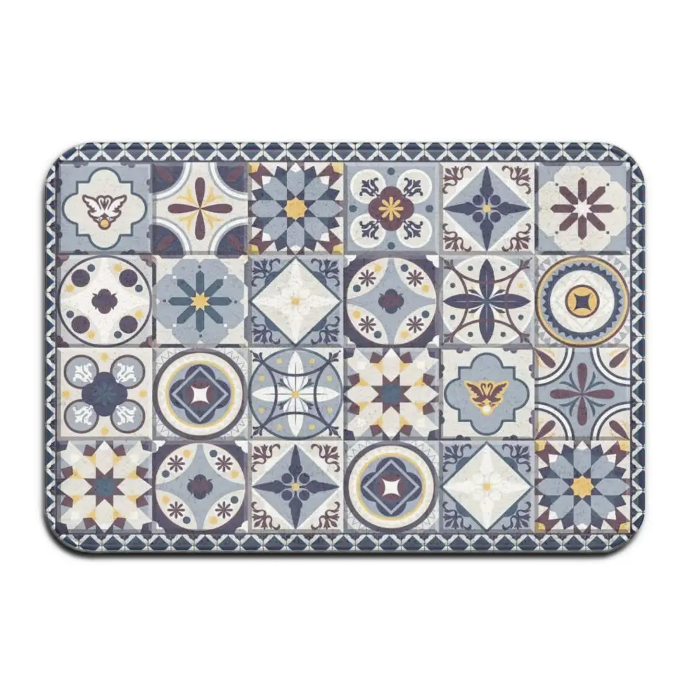 Gray Bohemian Mandala Flower Carpet Polyester Rug Non-slip Floor Mat Doormat For Bedroom Kitchen Door bathroom decoration