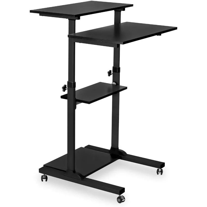 

Mobile Standing Desk Cart, Height Adjustable Rolling Stand Up Desk, Computer Workstation for Office, School, Teachers