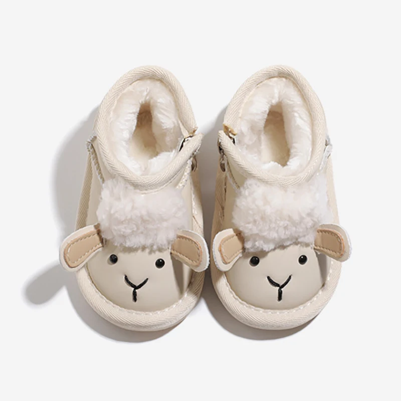 

2025 Winter New Girls' Snow Boots Fleece Lined Warm Baby Winter Shoes Anti-slip Soft Sole Children's Cotton Shoes 1-4Y Toddlers