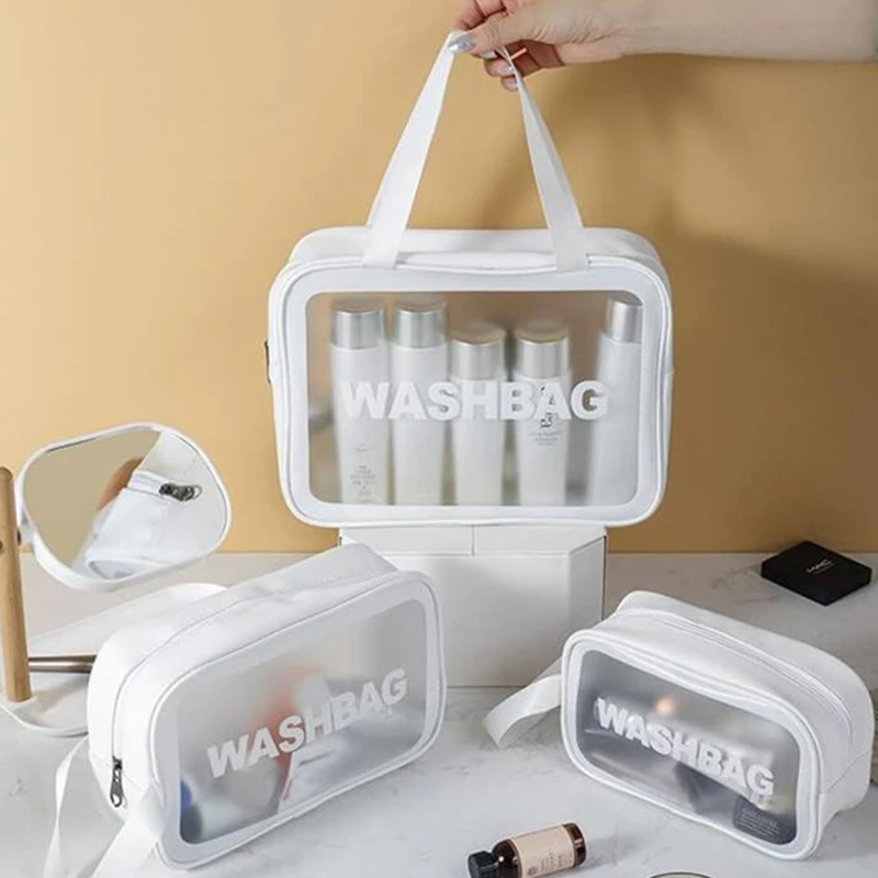 3PCS/SET PVC Waterproof Transparent Cosmetic Bag Wash Bath Storage Bag Travel Multi-function Storage Bag Cosmetic Handbag