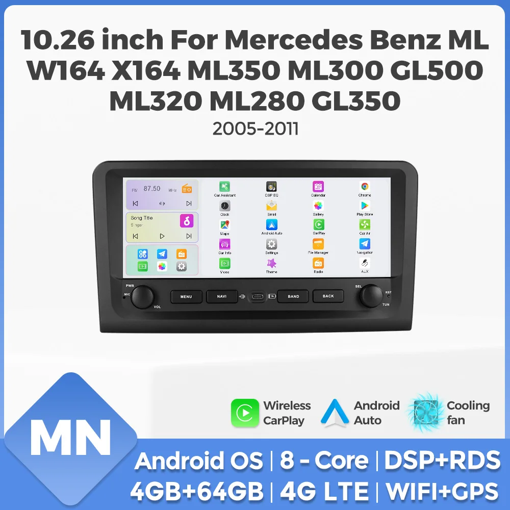 MEKEDE&NAVIFLY 2 Din Autoradio für Mercedes Benz ML W164 X164 ML350 ML300 GL500 ML320 ML280 GL350 2005-2011 Zentrale Multimediaeinheit