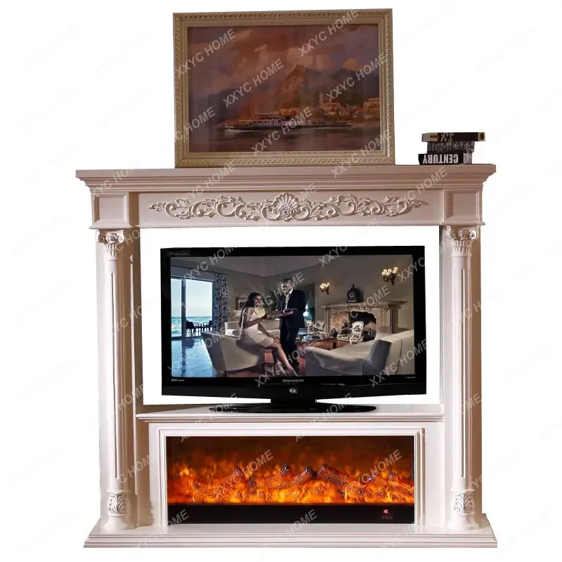 

1.8 M European Style Fireplace TV Cabinet Decorative Cabinet Roman Column Solid Wood Mantel American Style Fireplace