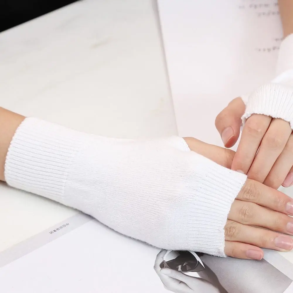 Comfortable Touch Screen Fingerless Gloves Solid Color Wrist Palm Protection Knitted Mittens Warm Cycling Mittens