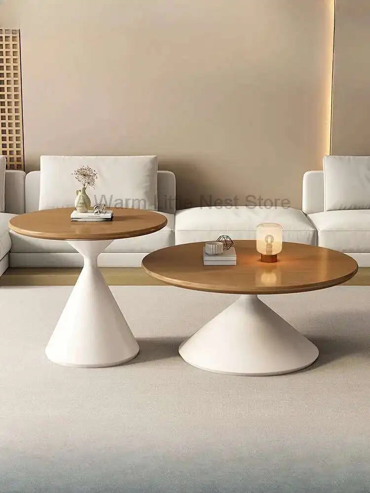 

Cream Style Coffee Table, Solid Wood Living Room Home Simple Modern New Round Small Table, Coffee Table, Reception Table