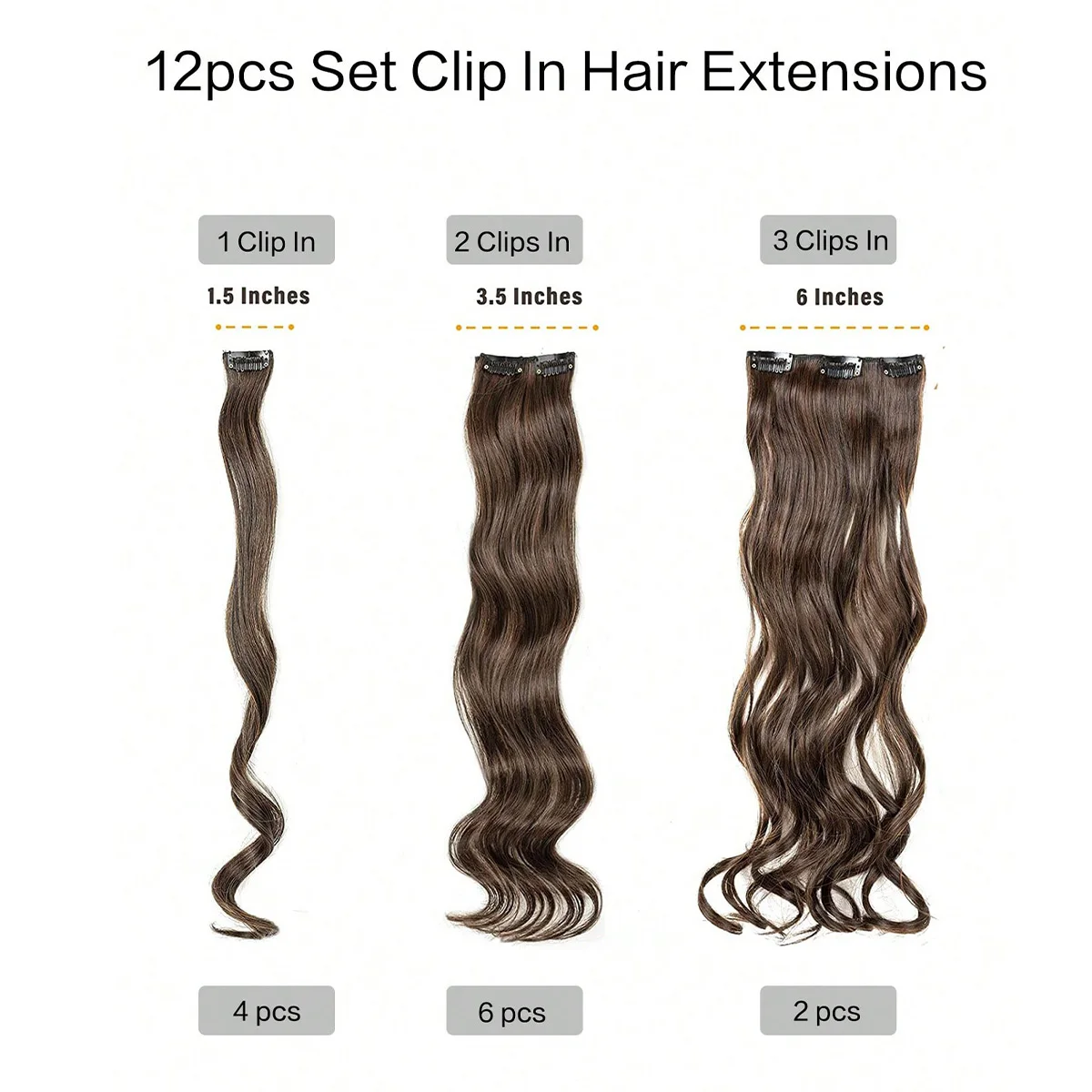 Clip in Hair Extensions Long 22inch Curly Synthetic Clip on Hair Extension Natural Black Thick Hair Extensions Wavy Hairpieces