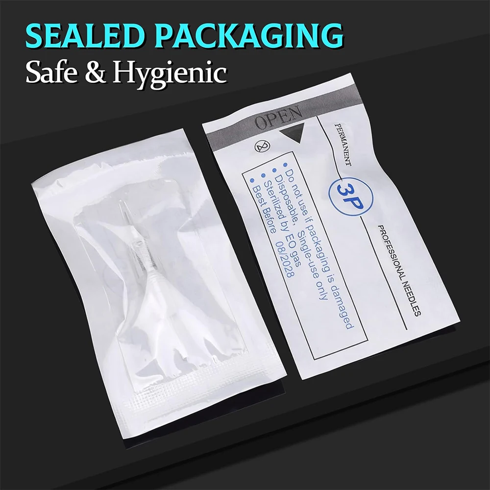 10PCS Aghi per tatuaggio monouso a vite 1D 1P 3P 5F/Aghi per microblading per sopracciglio Eyeliner labbra PMU Macchina per trucco permanente