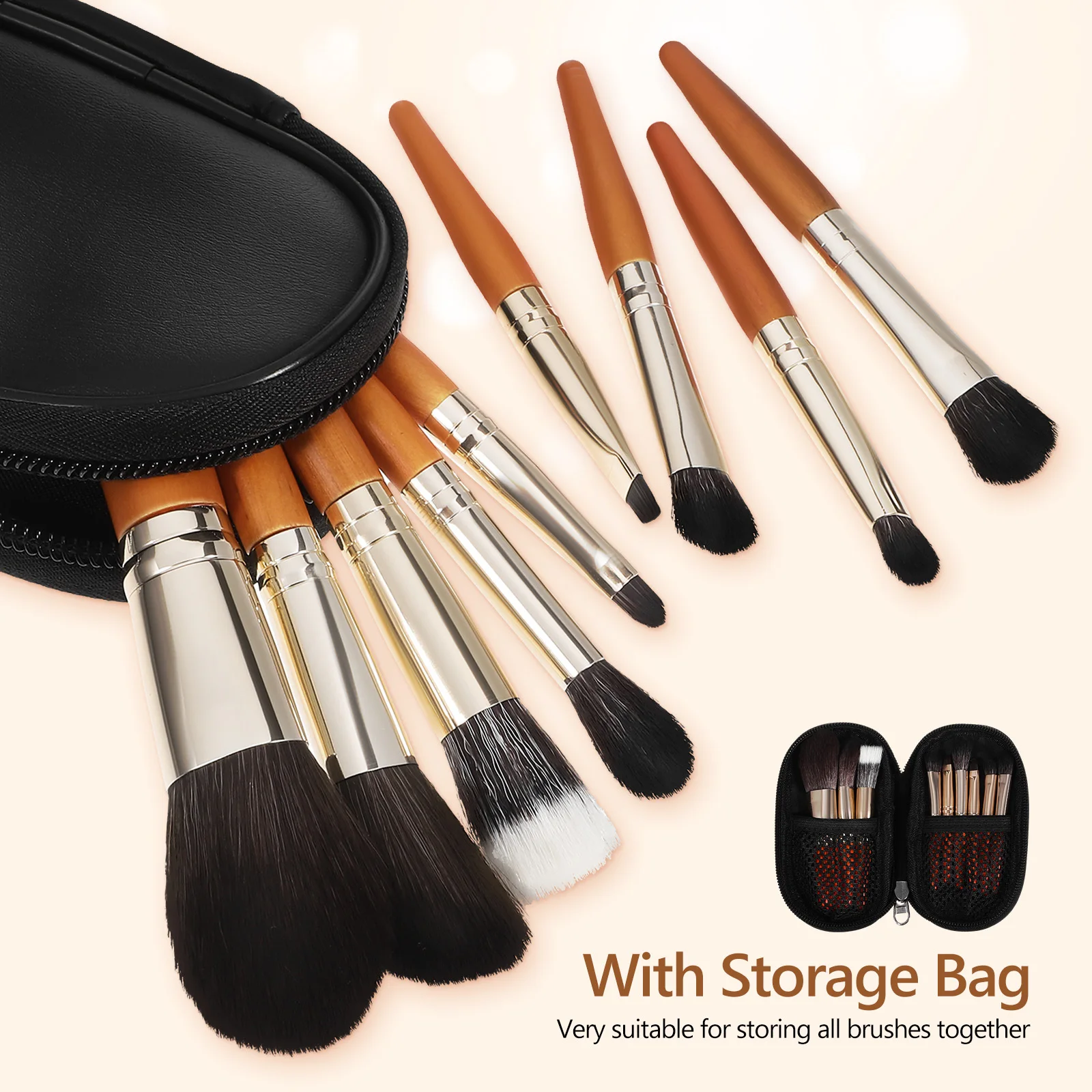 Ensemble de pinceaux pour le visage, Kit de maquillage de voyage lisse et soyeux pour débutants professionnels, poudre de Contour, bronzant, outils pour Blush, 9 pièces
