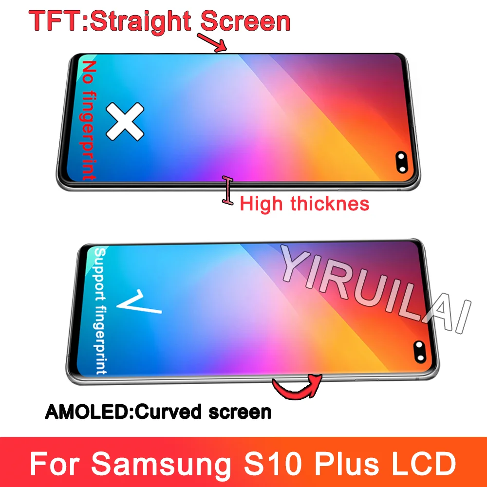 Testowany 6.4-calowy wyświetlacz LCD do SAMSUNG S10 Plus S10 + G975 G975F Wymiana zespołu Digitizer z ekranem dotykowym