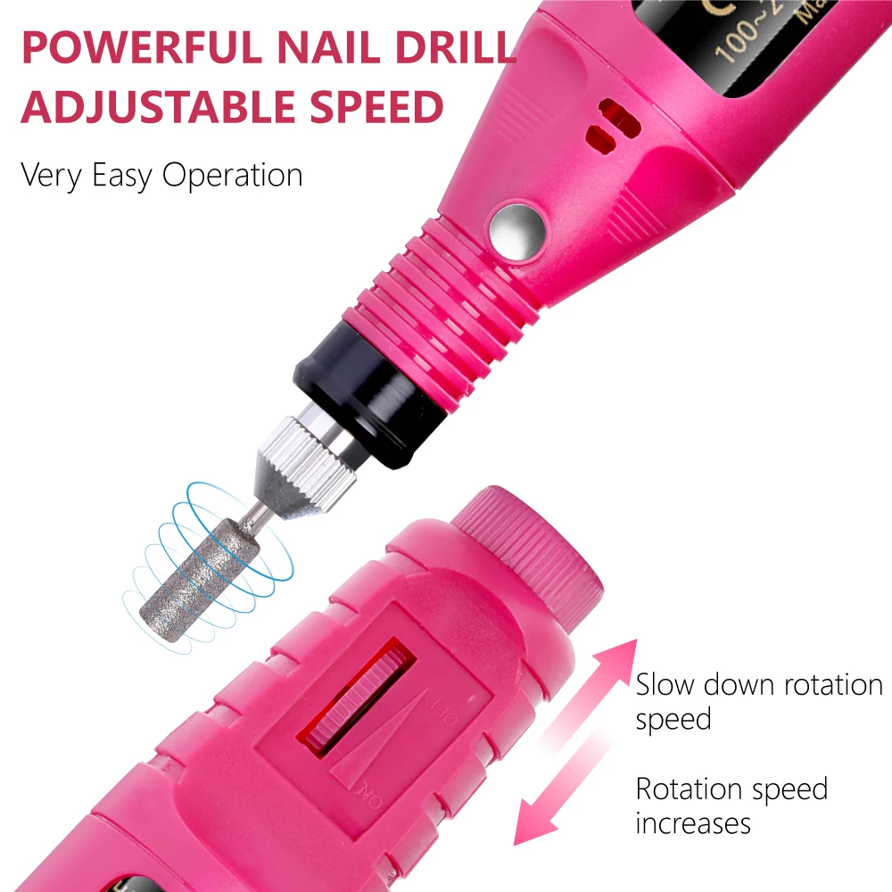 Lincorda Set di trapano elettrico per unghie Set di trapano per Manicure frese per frese attrezzatura per lime per unghie forte strumento per lucidare le unghie