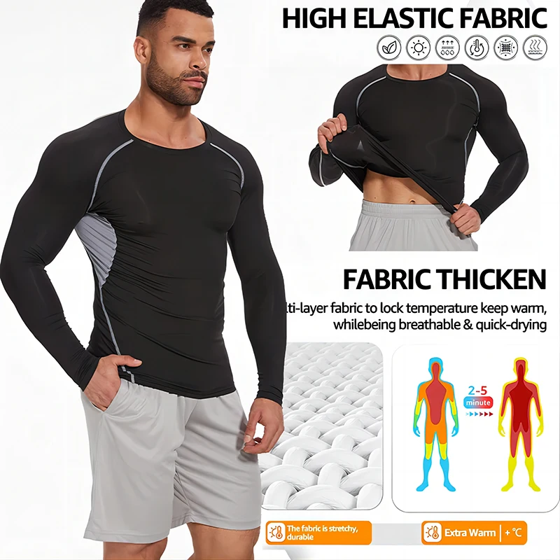 Men Slimming Sweat Body Shaper Long Sleeve Vest Belly Reducing Shaperwear Keep Warm Fat Burning Loss Weight Waist Trainer Corset