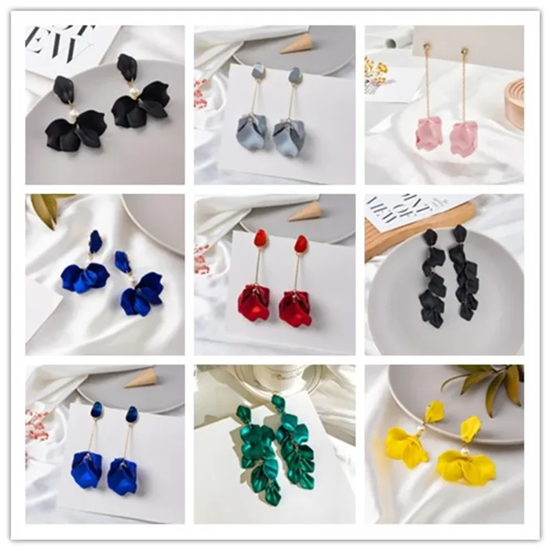 New Design Fashion Petal Design Clip on Earrings for Women Luxury Women\'s Prom Party Earrings