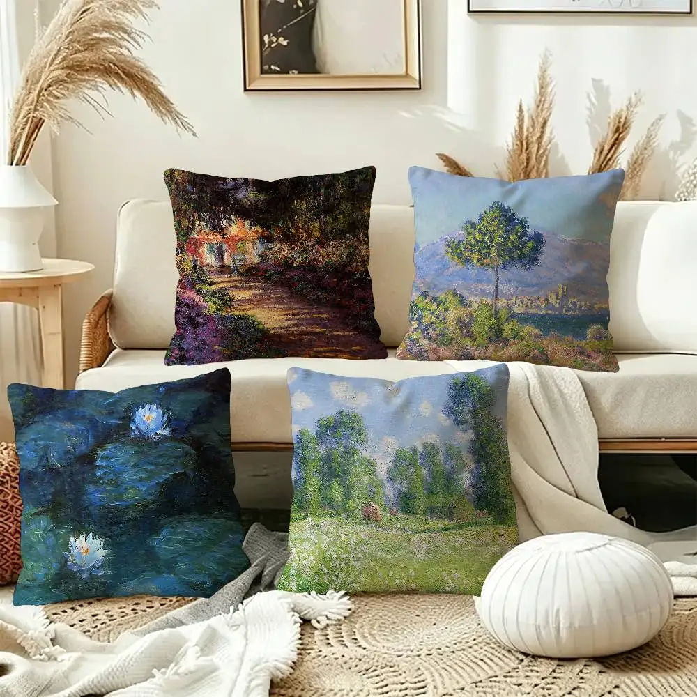 Art C-Claude M-Monet pillow cover sofa cushion cover home room decoration children gift