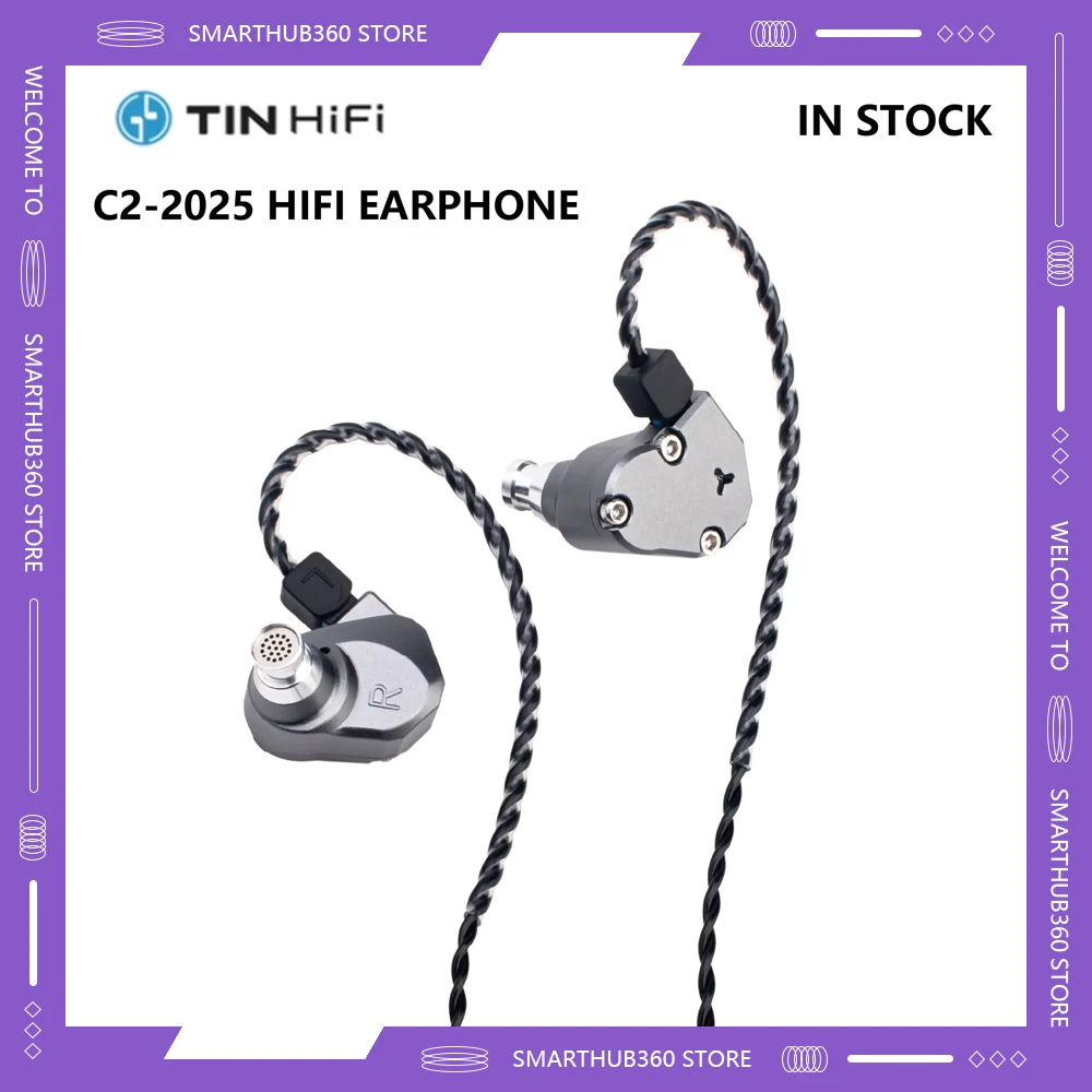 

TINHIFI C2 Wired Earphones in Ear Monitor Drive 2Pin HD Microphone Cable HiFi Earphone 10MM PU LCP 2025 Detachable Music Gifts