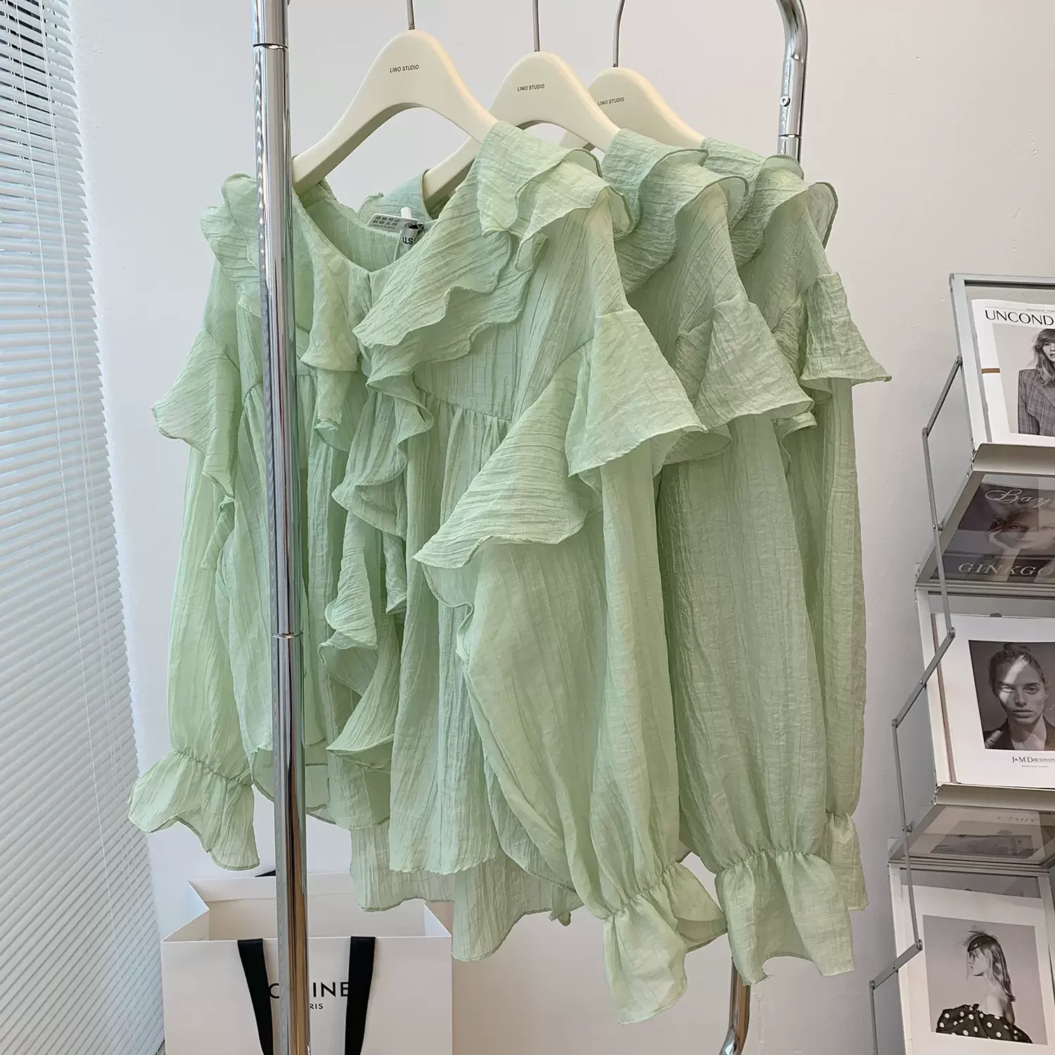 Sunproof Blouse Women Summer Ruffles Temper Korean Elegant Chic All-match Leisure Transparent Creativity Ulzzang Slouchy New