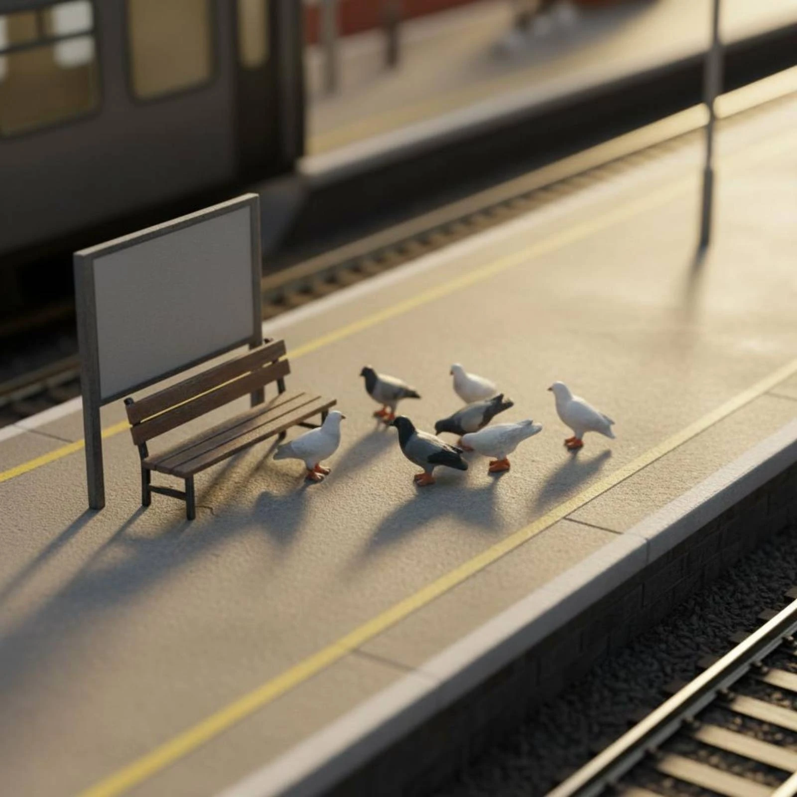 4 Pieces 1/64 Scale Pigeon Model Small Orange Feet Miniature Pigeon Model Resin Bird Statue Display Creature Decoration