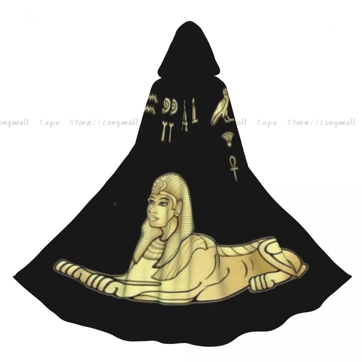 Egyptian Sphinx Body Of A Lion And The Head Of A Woman Cloak Hooded Cosplay Costume Halloween Adult Long Party Cape