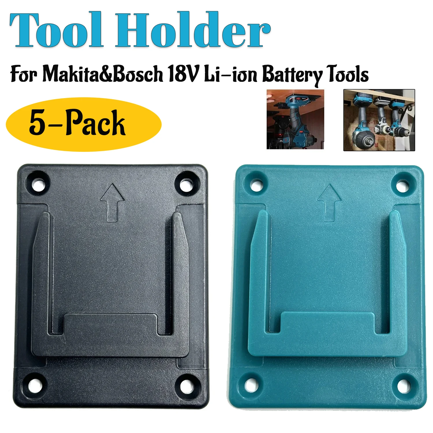 5 Stück Wandhalterungen für Makita/Bosch 18V Li-Ionen Elektrowerkzeuge, Aufbewahrungshalterung für Garage und Werkstatt, ohne Akku – Detail 1