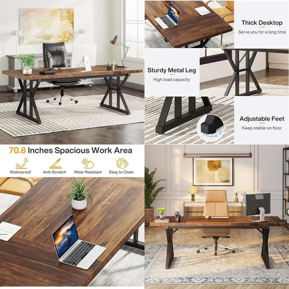 

70.8-Inch Large Modern Simple Style Computer Office Desk, Executive Workstation Laptop Desk Study Writing Table
