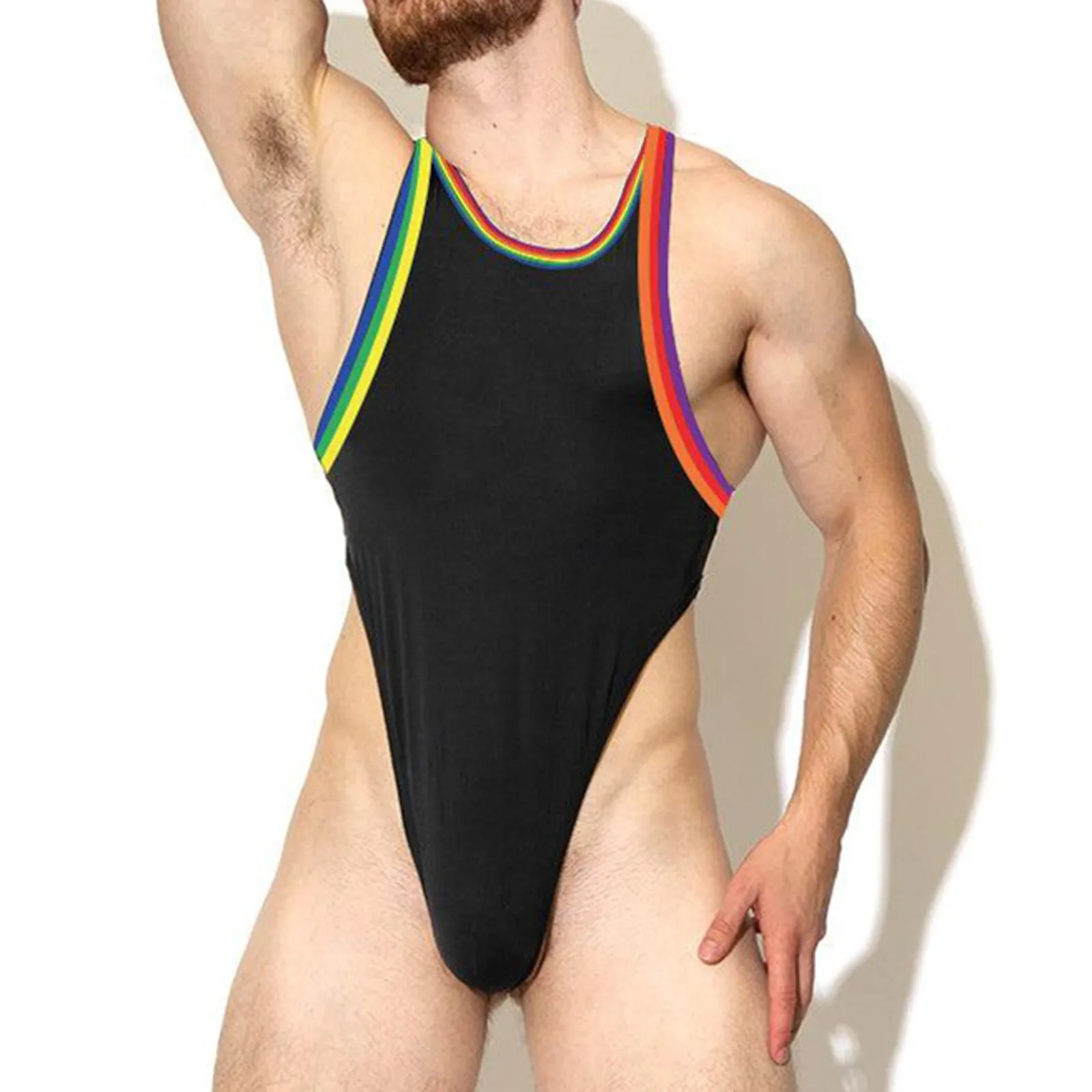

G String Underwear Men's Sexy Nightclub Jumpsuit Colorful Printed Chain T Shaped Jumpsuit Men Underwear Sexy Pack