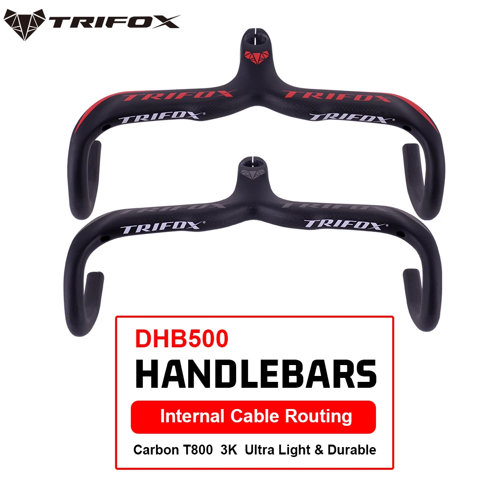 Full Carbon Integrated Bike Drop Bar T800 Carbon Road Bicycle Handlebar Internal Cable Routing Ultralight 296g TRIFOX DHB500