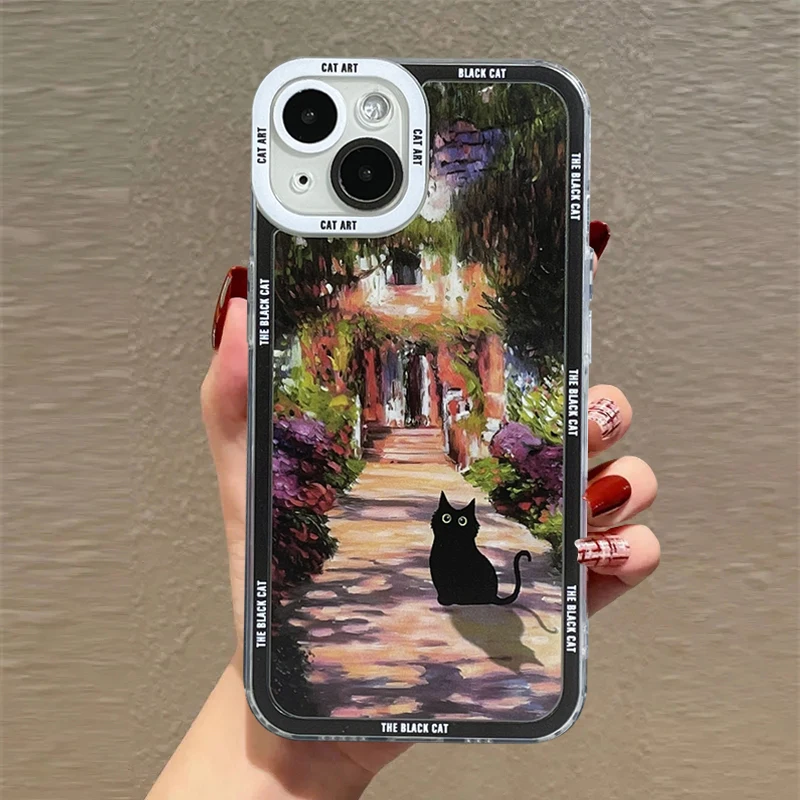 Claude Monet Van Gogh Funny Cat Art Case For Xiaomi 14 13 12 Pro 11T 13T 12T Mi 11 Lite 5G NE POCO F5 X5 X3 NFC Clear Soft Cover