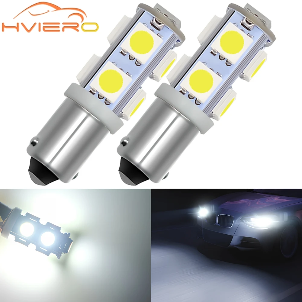 2 Шт. BA9S T11 T4W 9SMD 5050 Чип Светодиодный Универсальный Автомобильный Сигнальный Фонарь Белый Стоп-сигнал Для Номерного З...