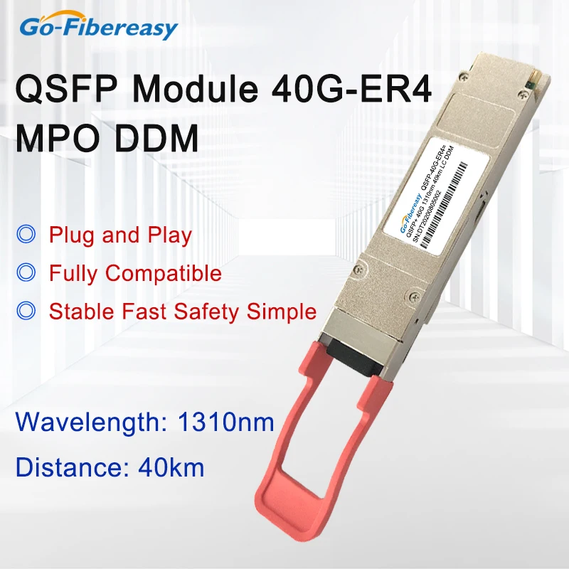 

QSFP-40G-ER4 Transceiver Module QSFP+ 40GBASE-ER4 1310nm 40km DOM Duplex LC/UPC Optical Module Compatible Mikrotik,Huawei,Cisco