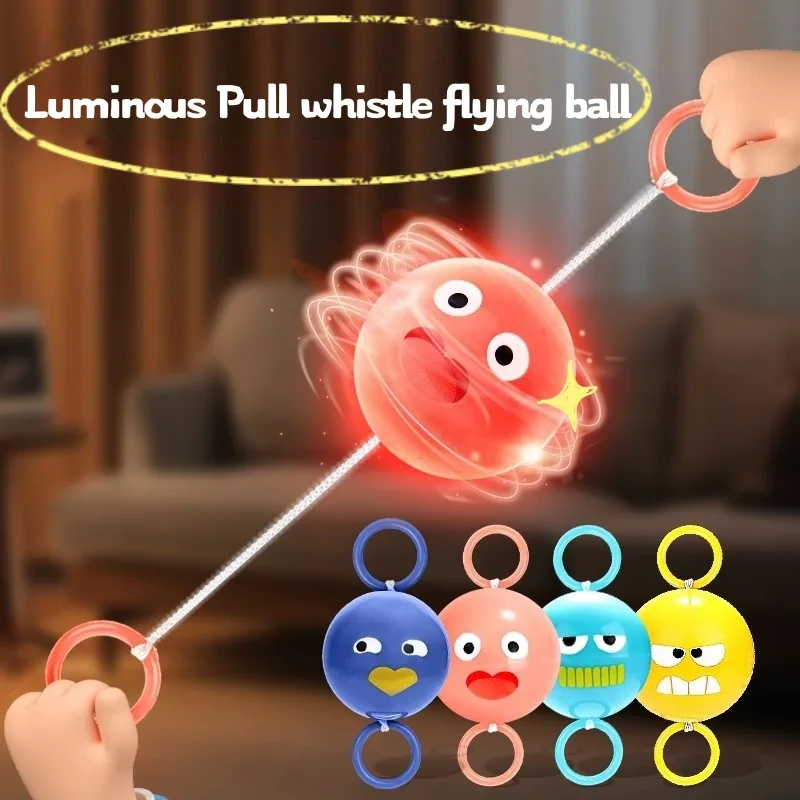 

2 шт., светящийся шар со свистком, детская вращающаяся вспышка, маховик, головоломка, тянущая веревку, креативная игрушка для снятия стресса, развивающая игрушка