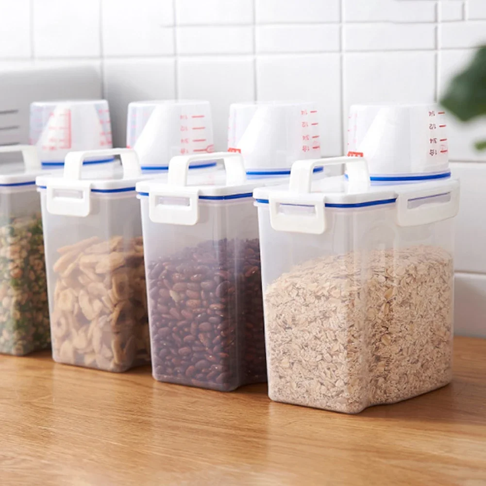 Detergent Case with Pour Mouth Snack Container Powder Storage Box Plastic Kitchen Rice Grains Container Bathroom Laundry Powder