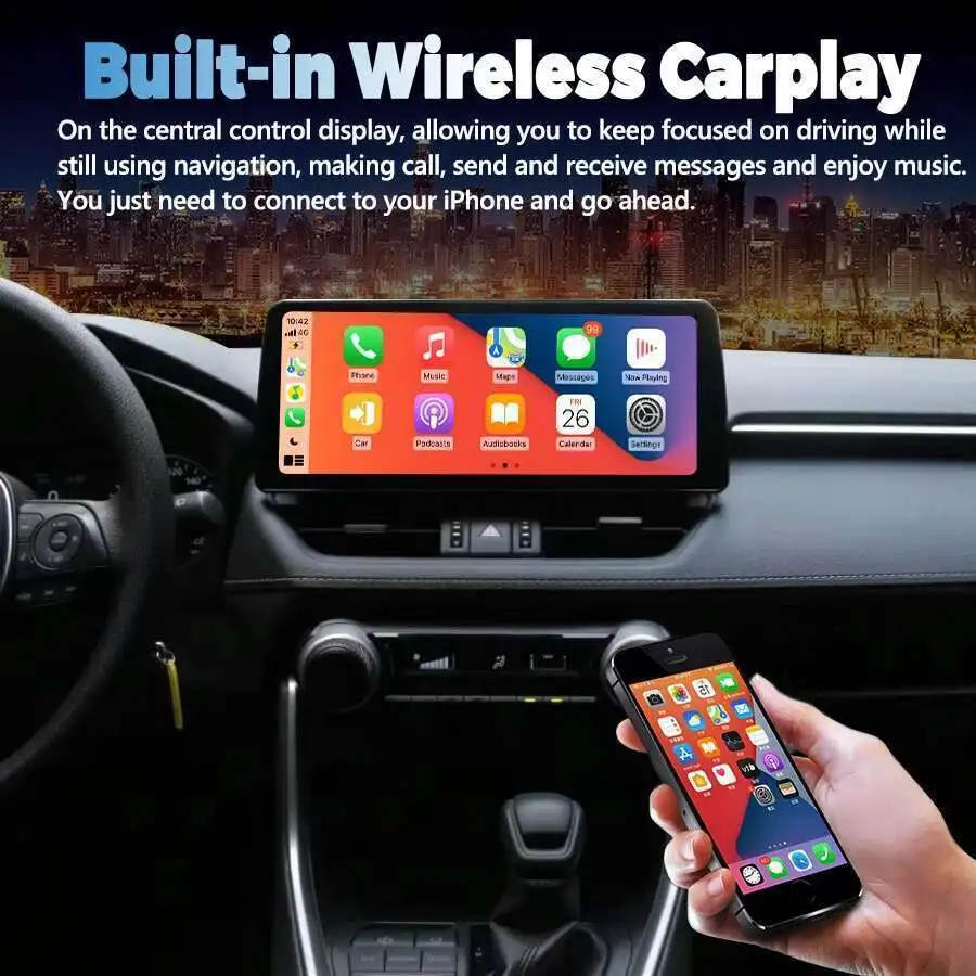 NAVIRIDER Carplay اللاسلكية لتويوتا Rav4 Prime XSE 2021 2025 12.3 بوصة راديو السيارة الاندورويد مشغل وسائط متعددة نظام تحديد المواقع نافي المتكلم