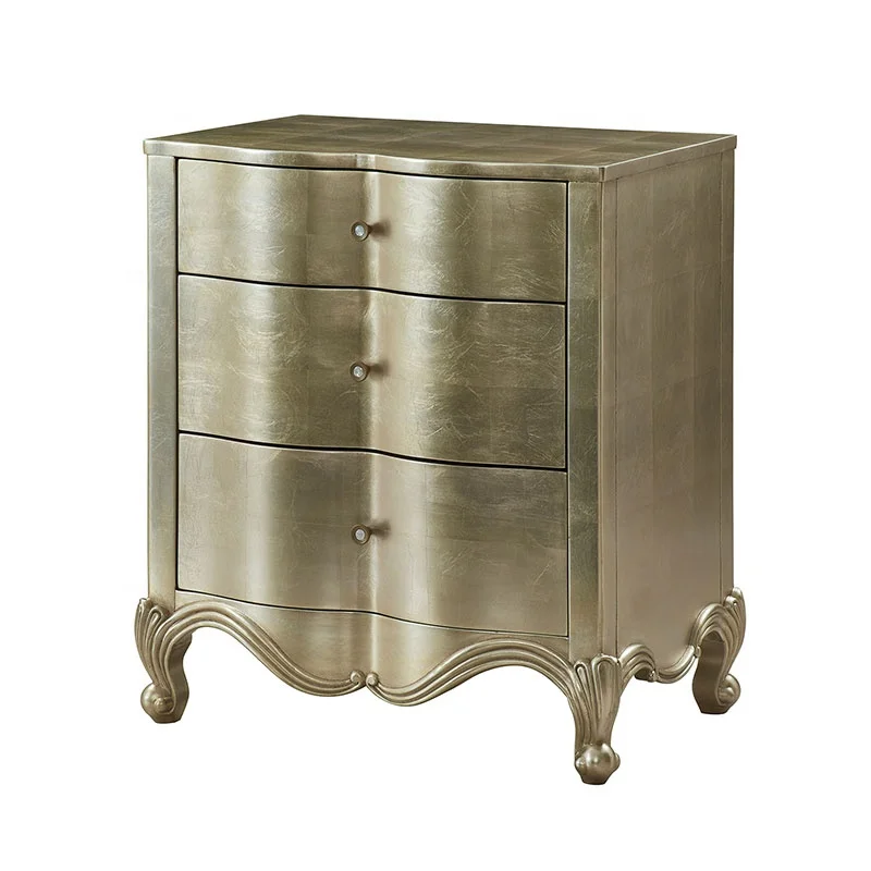 

Modern dark wood panel bedside table with bedroom and living room drawers