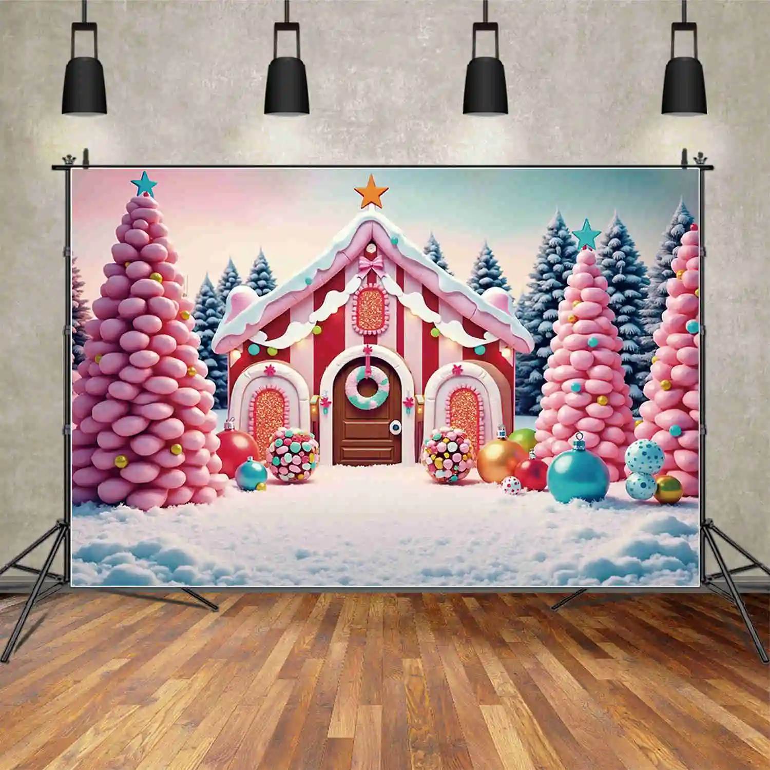 MOON.QG 2024 Christmas Background Photography Ornaments New Year Window Photozone Backdrop Baby Studio Photobooth Accessories