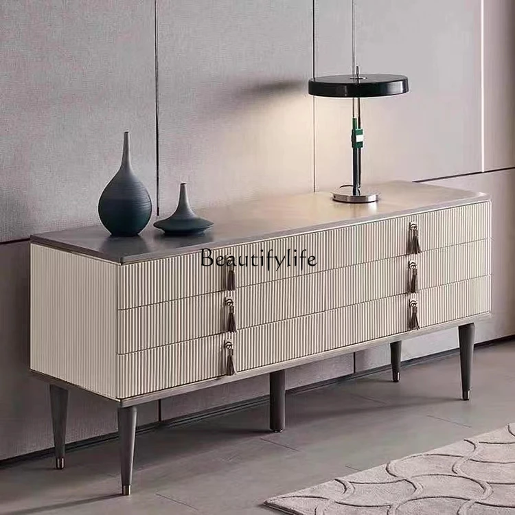 

American retro bedroom chest, Italian minimalist entrance entrance, Nordic wabi-sabi wind side cabinet