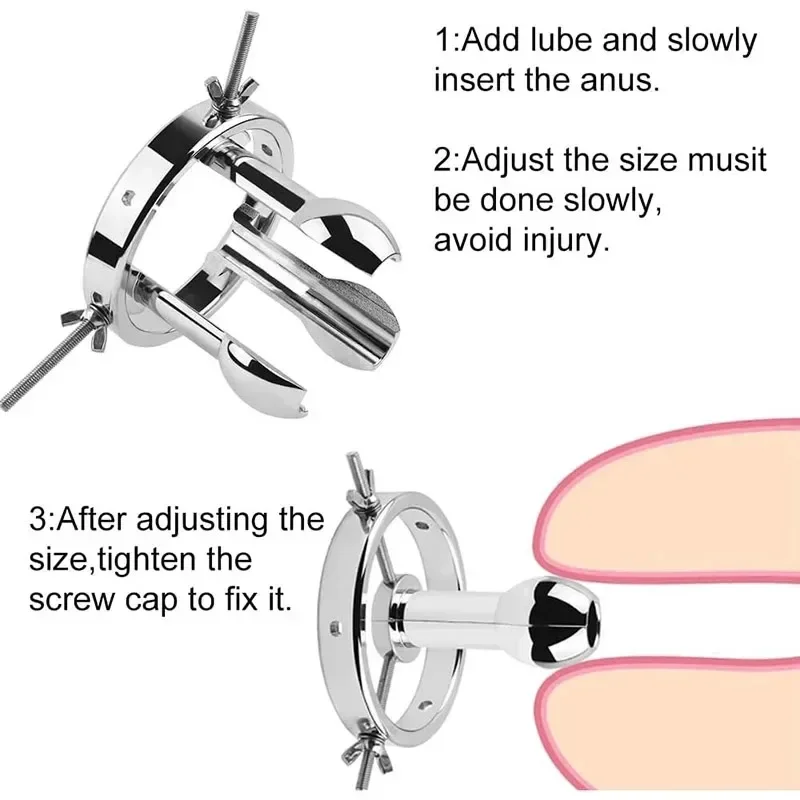 Metal Anal Expander Adjustable Anal Dilator SM Sex Toys for Men Women Vaginal Anal Stretcher glans for Easy Insert Easy to clean view 4